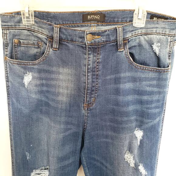 Buffalo David Bitton Womens Ivy Crop Jeans Size 31 High Rise Distressed Straight - Picture 3 of 9